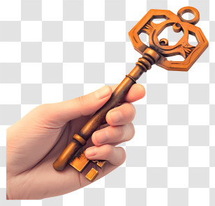 Hand Holding Key - Hand Holding An Antique Bronze Key Transparent PNG