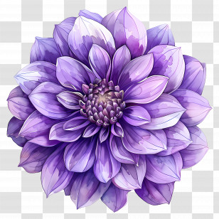 Dahlia Flower - Purple Dahlia Flower In Full Bloom Transparent PNG
