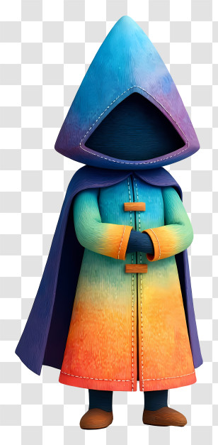 Mysterious Hooded Figure - Mysterious Hooded Figure In Rainbow Coat Transparent PNG