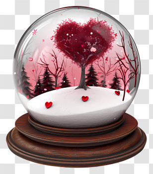 Valentine Snowglobe - Heart-Themed Romantic Snow Globe Transparent PNG