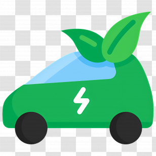 Electric Car - Green Eco-Friendly Car With Leaves Illustration Transparent PNG