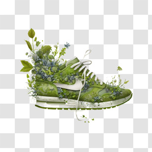 Cartoon Nike Sneakers
 - Sustainability-Inspired Green Sneaker Overgrown With Plants Transparent PNG
