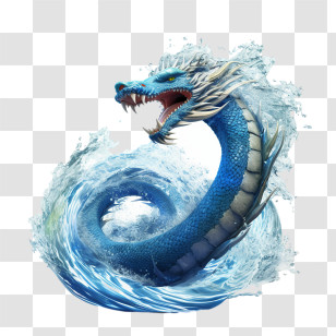 National Sea Serpent Day - Blue Water Dragon Illustration Transparent PNG