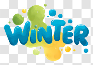 Winter Logo - Playful Blue Winter Text Transparent PNG