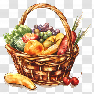 Food Basket - Fruit Basket Illustration Transparent PNG