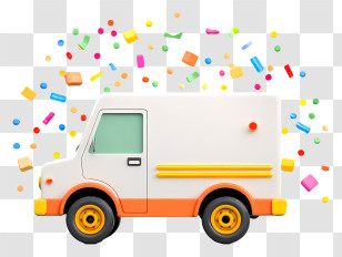 Delivery Truck - Party Van With Confetti Transparent PNG