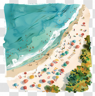 Top View Beach - Colorful Beach Scene Transparent PNG