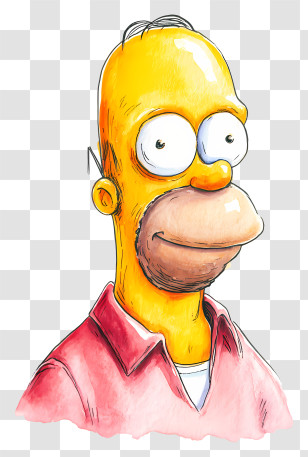 Watercolor Homer Simpson - Yellow Cartoon Character Illustration Transparent PNG