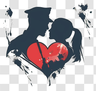 Love - Silhouette Couple In Heart Transparent PNG