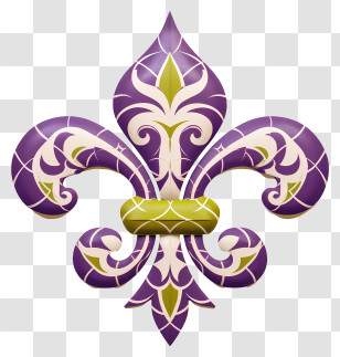 Floral Pattern - Purple Fleur-de-lis With Ornamental Details Transparent PNG