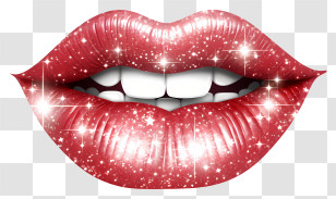 Sketch Christmas Glitter Lip - Sparkling Red Lips With Glitter Effect Transparent PNG