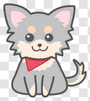 Small Dog - Gray Cartoon Dog With Red Bandana Transparent PNG