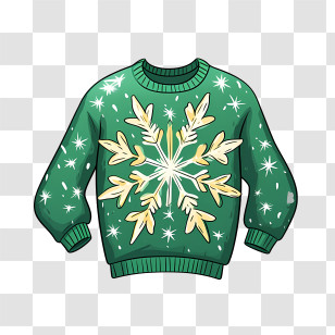 Christmas Sweater - Green Festive Sweater With Snowflake Design Transparent PNG
