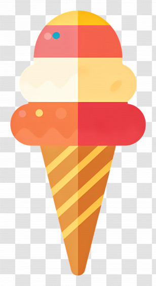 Simple - Multicolored Ice Cream Cone Illustration Transparent PNG