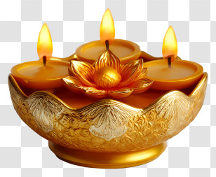 Dhanteras - Golden Lotus Candle Holder Transparent PNG