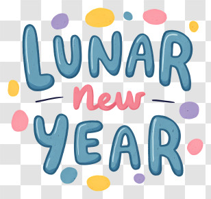 Lunar New Year - Colorful Lunar New Year Lettering Transparent PNG