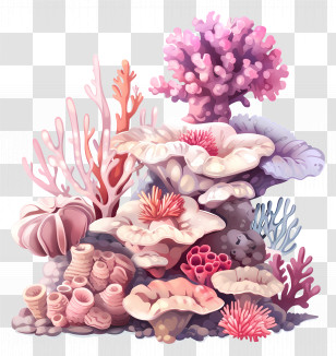 Coral Bleaching - Vibrant Underwater Coral Reef Illustration Transparent PNG