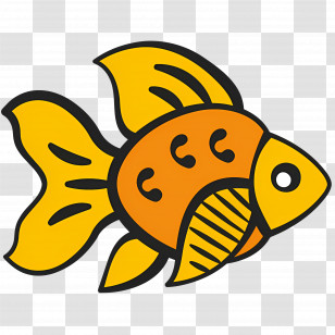 Tropical Fish - Cartoon Orange Goldfish Illustration Transparent PNG