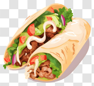 Pita Bread - Tasty Beef Shawarma Wraps Transparent PNG
