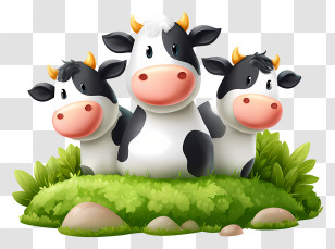 Cows With Green Field - Cartoon Cows In A Green Pasture Transparent PNG
