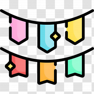 Birthday Flag - Colorful Bunting Flags For Celebration Transparent PNG