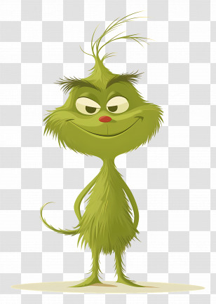 Cartoon Grinch - Cheerful Green Hairy Cartoon Character Transparent PNG