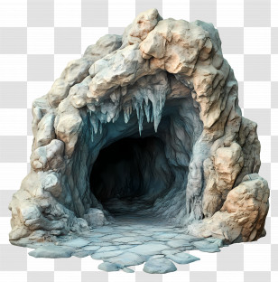 Cave - Icy Cave Entrance With Rock Formations Transparent PNG