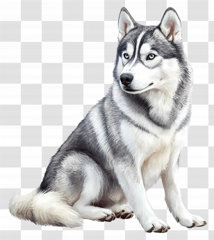 Dog Husky - Sitting Husky Dog Transparent PNG