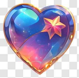 Love Heart Shape Gem - Magical Heart With Star Transparent PNG