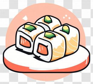 Sushi Roll - Sushi Rolls On Plate Transparent PNG