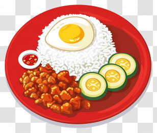Nasi Lemak - Rice And Egg Plate With Side Dishes Transparent PNG