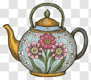 Hand Painted Tea Pot - Hand-Painted Floral Teapot Illustration Transparent PNG