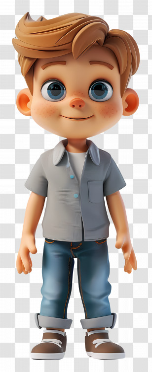 3d Little Boy - Cartoon Boy In Casual Outfit Transparent PNG