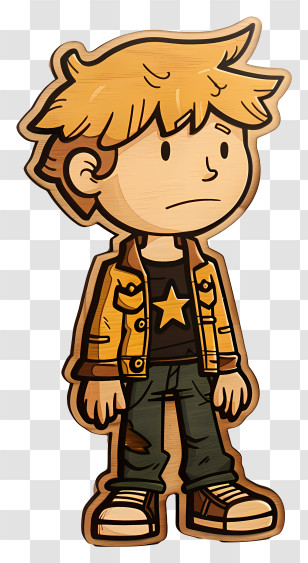 Scott Pilgrim - Cartoon Boy With Yellow Jacket And Star Shirt Transparent PNG