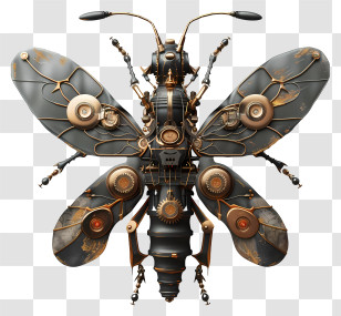 Steampunk - Intricate Steampunk Mechanical Bee Design Transparent PNG