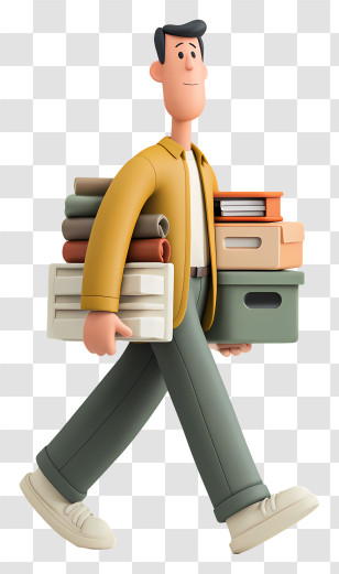 Man Carrying Office Stuff - Man Carrying Office Supplies Transparent PNG