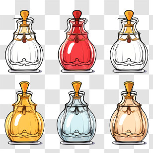 Perfume Bottle - Set Of Vintage Glass Bottles With Stoppers Transparent PNG