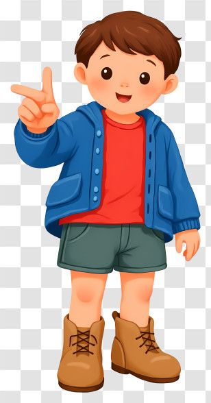 Cute Boy Wearing Jacket - Boy Cartoon In Blue Jacket Transparent PNG
