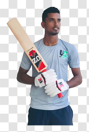 Nuwanidu Fernando - Cricketer With Bat Transparent PNG