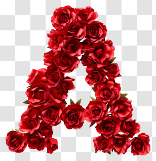Floral Letter A - Decorative Letter A Made Of Red Roses Transparent PNG