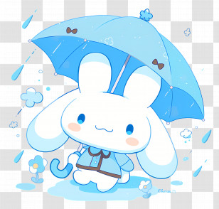Kawaii Cinnamoroll - Blue Cartoon Bunny With Umbrella Transparent PNG