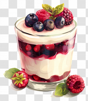 Panna Cotta - Delicious Berry Parfait Glass Dessert Transparent PNG