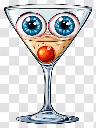 Halloween Eyeball - Cartoon Cocktail Glass With Funny Eyes Design Transparent PNG