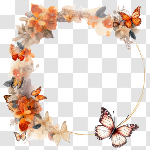 Butterfly Wreath - Butterfly Wreath With Flowers Transparent PNG