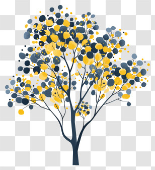 Eucalyptus Tree - Abstract Tree With Yellow And Blue Dots Transparent PNG