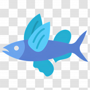 Tropical Fish - Blue Flying Fish Cartoon Transparent PNG