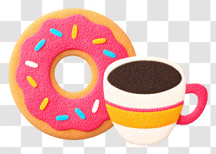 Coffee And Doughnut - Donut And Coffee Combo Transparent PNG