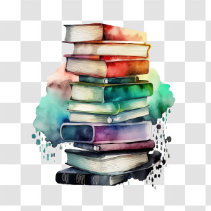 Watercolor Books
 - Stack Of Watercolor Books With Colorful Splashes Transparent PNG