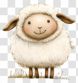 Sheep - Fluffy Sheep In Pasture Transparent PNG