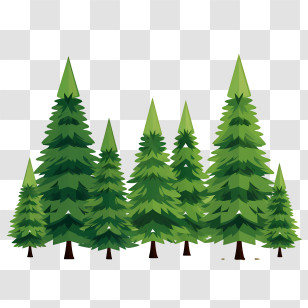 Christmas Tree - Cartoon-Style Pine Tree Group Transparent PNG